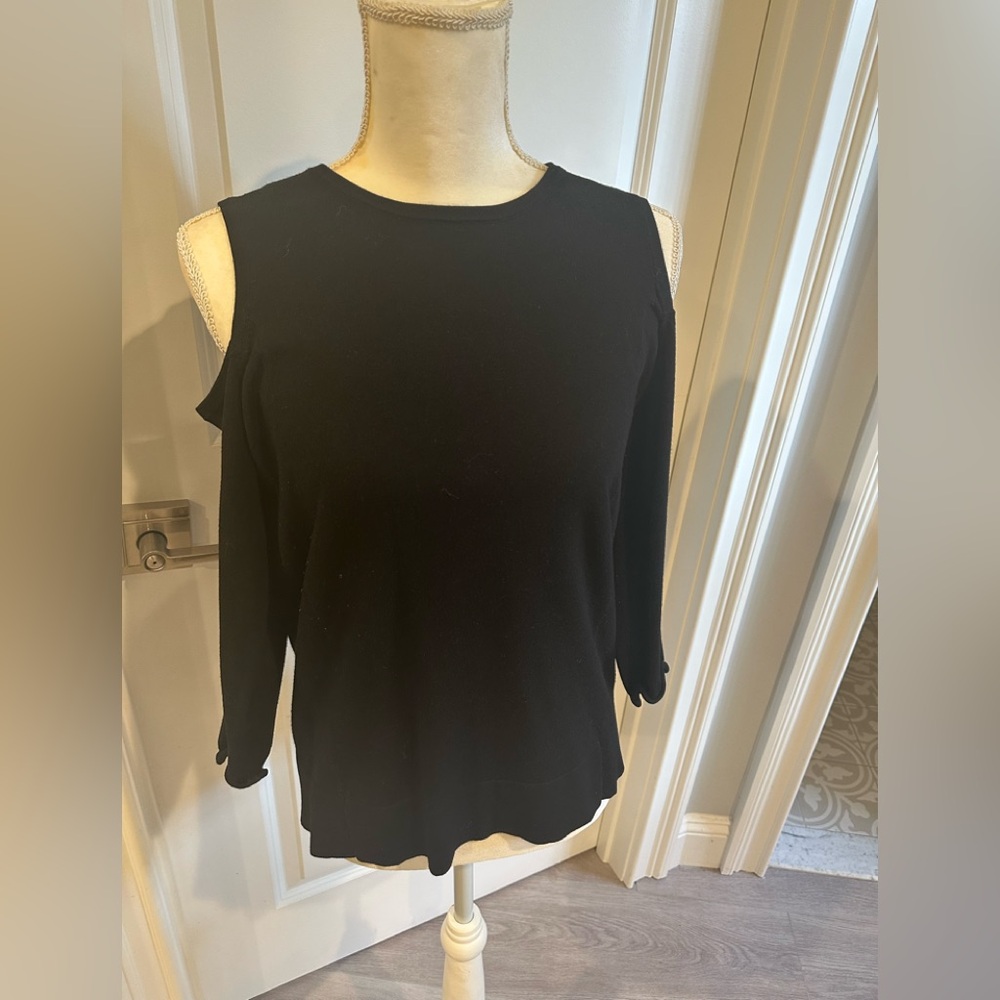 Karen Millen Cold Shoulder Black Sweater Size Large